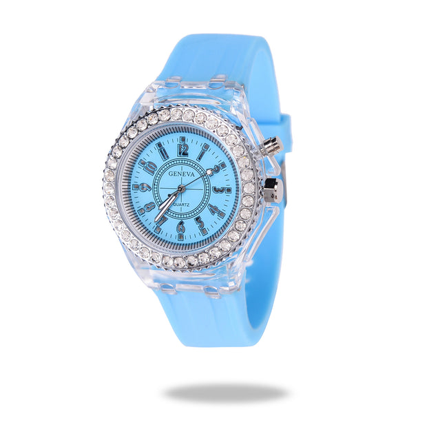 LED Luminous Watches Geneva Women Quartz Watch Women Ladies Silicone BWSAAS Merch Design