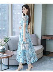 Floral Long Skirt Plus Size Women's Printed Dress
 Product Information:
 
 Product Category: Dress
 
 Whether to import: No
 
 Supply category: Spot
 
 Style: Korean
 
 Suitable season: Summer
 
 Thickness: Thin se0Designs by SAASDesigns by SAASFloral Long Skirt