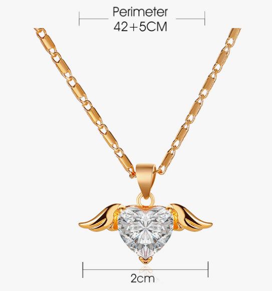Heart Wings Necklace For Women
 Product information:
 
 Treatment Process: Electroplating
 
 Color: 01KC gold 9484,02 White K 9487,03 Rose Gold 9046
 
 Material: Copper
 
 Popular elements: Love/rSAAS Merch DesignDesigns by SAASHeart Wings Necklace