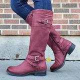 Women's PU leather side zipper boots for women