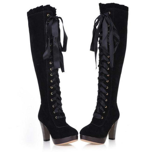 Velvet Strappy High Heels Tall Boots For Women
 Product information:
 
 Product category: Martin boots
 
 Upper material: other
 
 Sole Material: Rubber
 
 Applicable gender: female
 
 Style: mature
 
 Toe shapeBSAAS Merch DesignDesigns by SAASVelvet Strappy High Heels Tall Boots