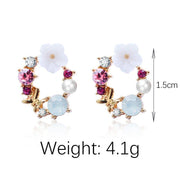 Sweet Flower Earrings for Women
 Overview：
 
 100% new design high quality
 
 No fading, good material
 
 


 Note :
 
 Avoid acid, alkali and humid environment
 
 


 Specification:
 
 Style; KorESAAS Merch DesignDesigns by SAASSweet Flower Earrings