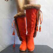 Winter Plush Long Boots For Women Combat Boots Wedges Shoes