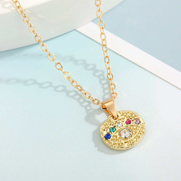 Palm Eye Necklace For Women
 Product information:
 
 Color: small gold palm, hollow blue eyes, drawing board eyes, dripping oil white eyes gold, dripping oil white eyes silver, drilling two shrSAAS Merch DesignDesigns by SAASPalm Eye Necklace