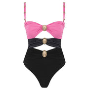One-piece Swimsuit Women's Round Buckle Decoration Hollow Out Stitchin
 Product information:
 
 Color: green color matching suit, green color matching swimsuit, green skirt, assorted black suit, assorted black swimsuit, black skirt, piDesigns by SAASDesigns by SAASRound Buckle Decoration Hollow