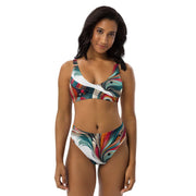Women's Eco-Friendly Abstract Print Bikini Set - High-Waist and SupporStep into the spotlight with our Eco-Friendly Abstract Print Bikini Set, a swimwear masterpiece that marries bold style with sustainable fashion. The high-waisted boDesigns by SAASDesigns by SAASWomen'