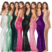 European And American Skirt Summer Women's Deep V Halter Backless Dres
 Product information:
 
 Pattern: solid color
 
 Skirt type: high-waisted skirt
 
 Color: black, dark green, light green, silver white, pink gold, champagne, purple0Designs by SAASDesigns by SAASAmerican Skirt Summer Women'