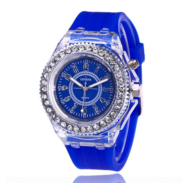 LED Luminous Watches Geneva Women Quartz Watch Women Ladies Silicone BWSAAS Merch Design