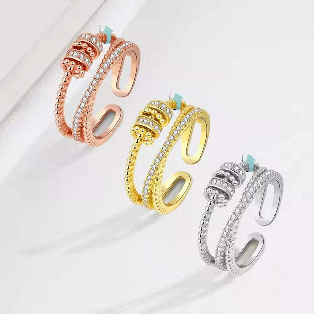 Turnable Anxiety Rings With Bead Relieve Stress Rings For Women Men Je
 Product Information:
 
 Type: Ring, ring
 
 Material: Copper
 
 Shape: Geometric type
 
 Treatment process: zircon inlaid
 
 Style: Female
 
 Color: Gold, Rose GolWSAAS Merch DesignDesigns by SAASBead Relieve Stress Rings