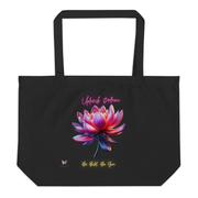 Empowerment Lotus Large Eco Tote Bag - Inspirational Quote Reusable BlDesigns by SAAS