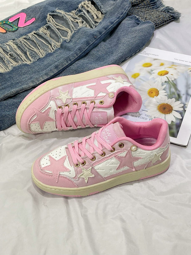 Fashionable All-match Star Flat Sneakers For Women
 Product information:
 
 Color: light pink
 
 Upper height: low top
 
 Size: 36, 37, 38, 39, 40, 41, 42, 43, 44
 
 Sole craft: viscose shoes
 
 Sole material: rubbetSAAS Merch DesignDesigns by SAAS-match Star Flat Sneakers