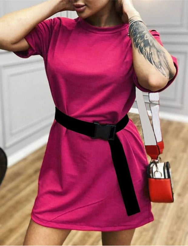 Fashion Loose Belts Ladies Dress Women Short Sleeves Shirt
 Product Information:
 


 Product category: dress
 
 Applicable people: female
 
 Sleeve length: short sleeve
 
 Color: white, black, khaki, rose red, green


 
 
BSAAS Merch DesignDesigns by SAASFashion Loose Belts Ladies Dress Women Short Sleeves Shirt