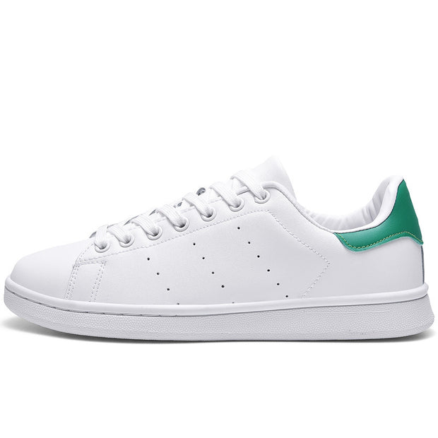 Lace-Up White Shoes Sneakers For Men And Women Couples
 Product Information:
 
 style: Casual
 
 Popular elements: Shallow mouth, cross straps, waterproof platform
 
 Toe shape: Round toe
 
 Upper material: Leather
 
 CtSAAS Merch DesignDesigns by SAASWhite Shoes Sneakers