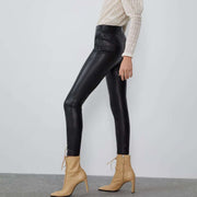 Mid-rise faux leather leggingsDesigns by SAAS