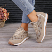 Flower Print Lace-up Sneakers Casual Fashion Lightweight Breathable WatSAAS Merch Design