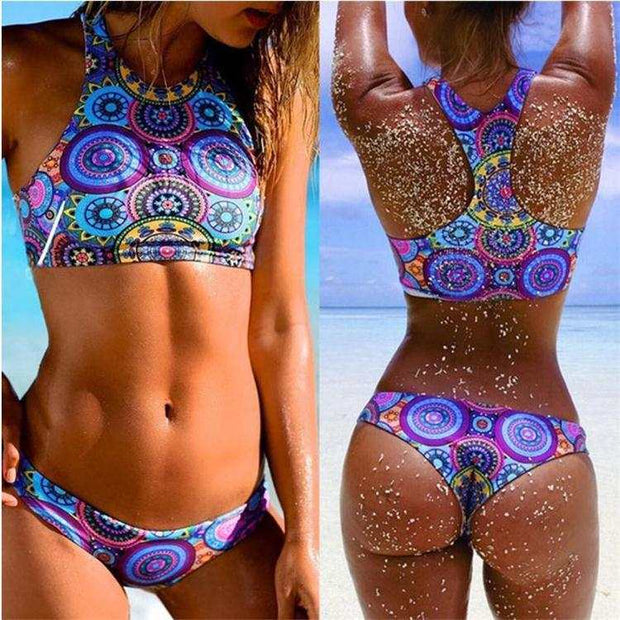Bohemian Rhapsody High-Waisted Bikini Set - Vibrant Mandala Print SwimExperience vibrant summer style with our Bohemian Rhapsody High-Waisted Bikini Set. This colorful swimsuit features a mandala print and stretch-resistant fabric for 0Designs by SAASDesigns by SAASBohemian Rhapsody High-Waisted Bikini Set - Vibrant Mandala Print Swimwear