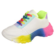 INS Style Rainbow Color Sports Shoes For Women Thick Bottom Lace-up SntSAAS Merch Design