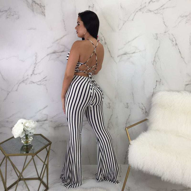 Striped slim-fit jumpsuit women
 Fabric name: Cotton blended
 
 Main fabric composition: cotton
 

The content of main fabric ingredients: 30%-50%

 
 1.
 
  Asian sizes are 1 to 2 sizes smaller tJSAAS Merch DesignDesigns by SAASStriped slim-fit jumpsuit women