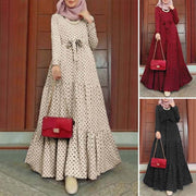 Women Polka Dot Long Sleeve Dress Stylish Belts Party Robe
 Product information:
 


 Fabric name: cotton linen
 
 Pattern: polka dots
 
 Craft: collage/stitching
 
 Combination form: one piece
 
 Skirt type: large swing tyBSAAS Merch DesignDesigns by SAASWomen Polka Dot Long Sleeve Dress Stylish Belts Party Robe