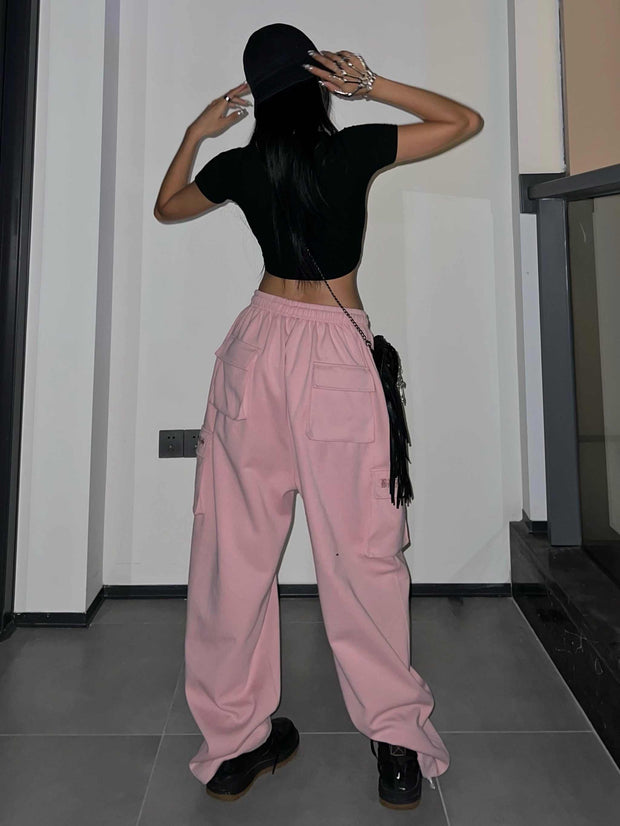 Women Loose Jazz Hiphop Trousers For Casual Sportswear
 Product information:


 Color classification: pink
 
 Length: trousers
 
 Pant type: straight leg pants
 
 Material composition: cotton 93% 


 
 Size Information:hSAAS Merch DesignDesigns by SAASWomen Loose Jazz Hiphop Trousers