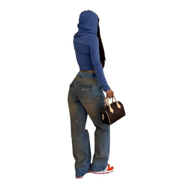 Loose Straight Fashion Street Denim Trousers For Women
 Product information:
 
 Color: blue
 
 Main fabric composition: Cotton
 
 Pants length: trousers
 
 Waist type: high waist
 
 Size: S,M,L
 
 Pants type: loose typehSAAS Merch DesignDesigns by SAASLoose Straight Fashion Street Denim Trousers