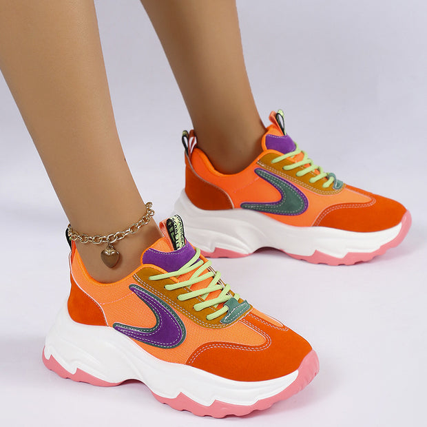Mixed-color Lace -up Sneakers For Women Fashion Casual Lightweight Thi
 Product information:
 


 Upper Material: Mesh
 
 Fashion elements:cross strap,color blocking
 
 Toe Shape: Round Toe
 
 Function:Breathable,Balance
 
 Sole MateritSAAS Merch DesignDesigns by SAASMixed-color Lace -