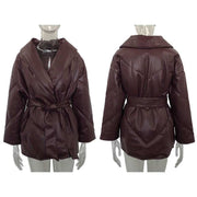 Winter Parkas For Women Loose Leather Coats Ladies Jackets
 Product Information:
 
 Fabric material: cashmere
 
 Color classification: large quantity contact Burgundy-M74 Black-H50
 
 The main material content of the fabricjSAAS Merch DesignDesigns by SAASWomen Loose Leather Coats Ladies Jackets