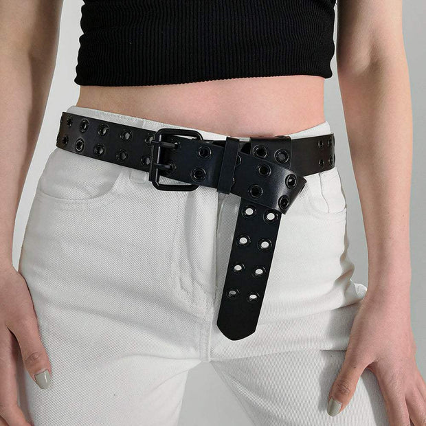 Men's And Women's Double-buckle Cutout Hip Hop Trend Metal Cutout Punk
 Product information:
 
 Style:all-match fashion
 
 Material
 :
 Alloy
  
  PU 
  
 


 Treatment process: electroplating
 
 Details&amp;Type:Hollow out  


 ProducBSAAS Merch DesignDesigns by SAASMen'