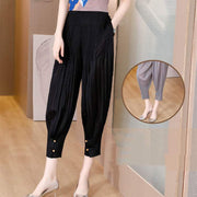 Sagging Small Feet Lantern Pleated Trousers For Women
 Product information:
 
 Material: polyester
 
 Style: commuting
 
 Waist height: high waist
 
 Popular element: asymmetry
 
 Color classification: sky blue, apricohSAAS Merch DesignDesigns by SAASSagging Small Feet Lantern Pleated Trousers
