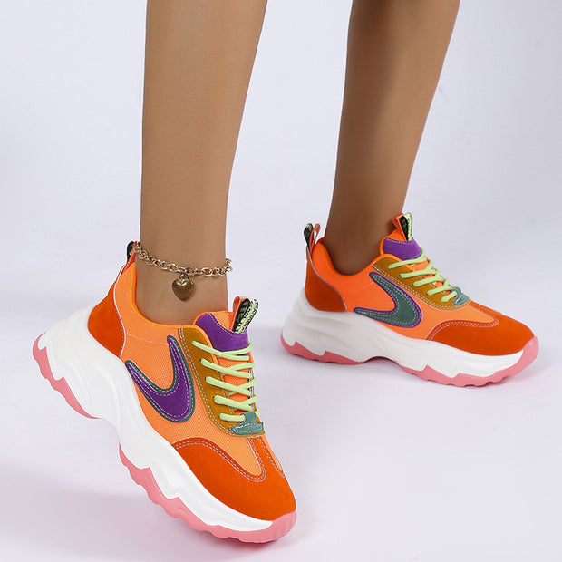 Mixed-color Lace -up Sneakers For Women Fashion Casual Lightweight Thi
 Product information:
 


 Upper Material: Mesh
 
 Fashion elements:cross strap,color blocking
 
 Toe Shape: Round Toe
 
 Function:Breathable,Balance
 
 Sole MateritSAAS Merch DesignDesigns by SAASMixed-color Lace -