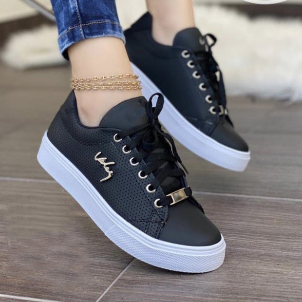Women Flat Sneakers Breathable Lace-