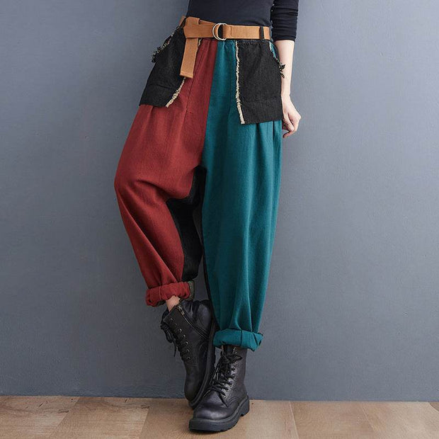 Personality Contrast Color Stitching Denim Trousers For Women
 Product information:
 
 Pattern: solid color
 
 Color: Picture color
 
 Pants length: trousers, ankle-length pants
 
 Waist type: high waist
 
 Size: L,XL,M,2XL
 
hSAAS Merch DesignDesigns by SAASPersonality Contrast Color Stitching Denim Trousers