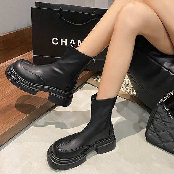 Thick Soled Black Martin Boots For Women
 
 Product information :
 
 
 Upper material: poly urethane
 
 Height of upper tube: middle tube
 
 Function: waterproof, breathable and light.
 
 Color: black
 
 
BSAAS Merch DesignDesigns by SAASThick Soled Black Martin Boots