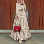 Women Polka Dot Long Sleeve Dress Stylish Belts Party Robe
 Product information:
 


 Fabric name: cotton linen
 
 Pattern: polka dots
 
 Craft: collage/stitching
 
 Combination form: one piece
 
 Skirt type: large swing tyBSAAS Merch DesignDesigns by SAASWomen Polka Dot Long Sleeve Dress Stylish Belts Party Robe