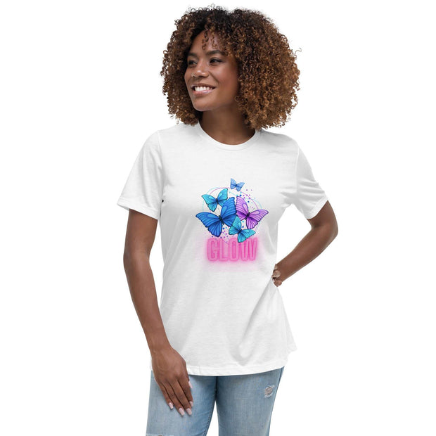 Inspirational Butterfly Tee - 'Glow' Motivational Premium T-Shirt for Elevate your daily look with our "Inspirational Butterfly Tee." Adorned with a vibrant 'Glow' motif, this white t-shirt celebrates the power of transformation and seDesigns by SAASDesigns by SAASInspirational Butterfly Tee - 'Glow' Motivational Premium